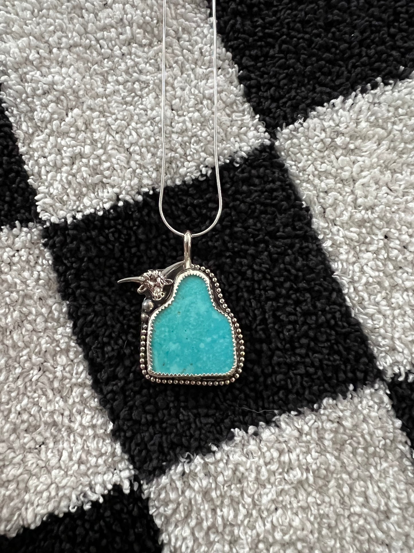 Kingman Turquoise Cowtag Pendant