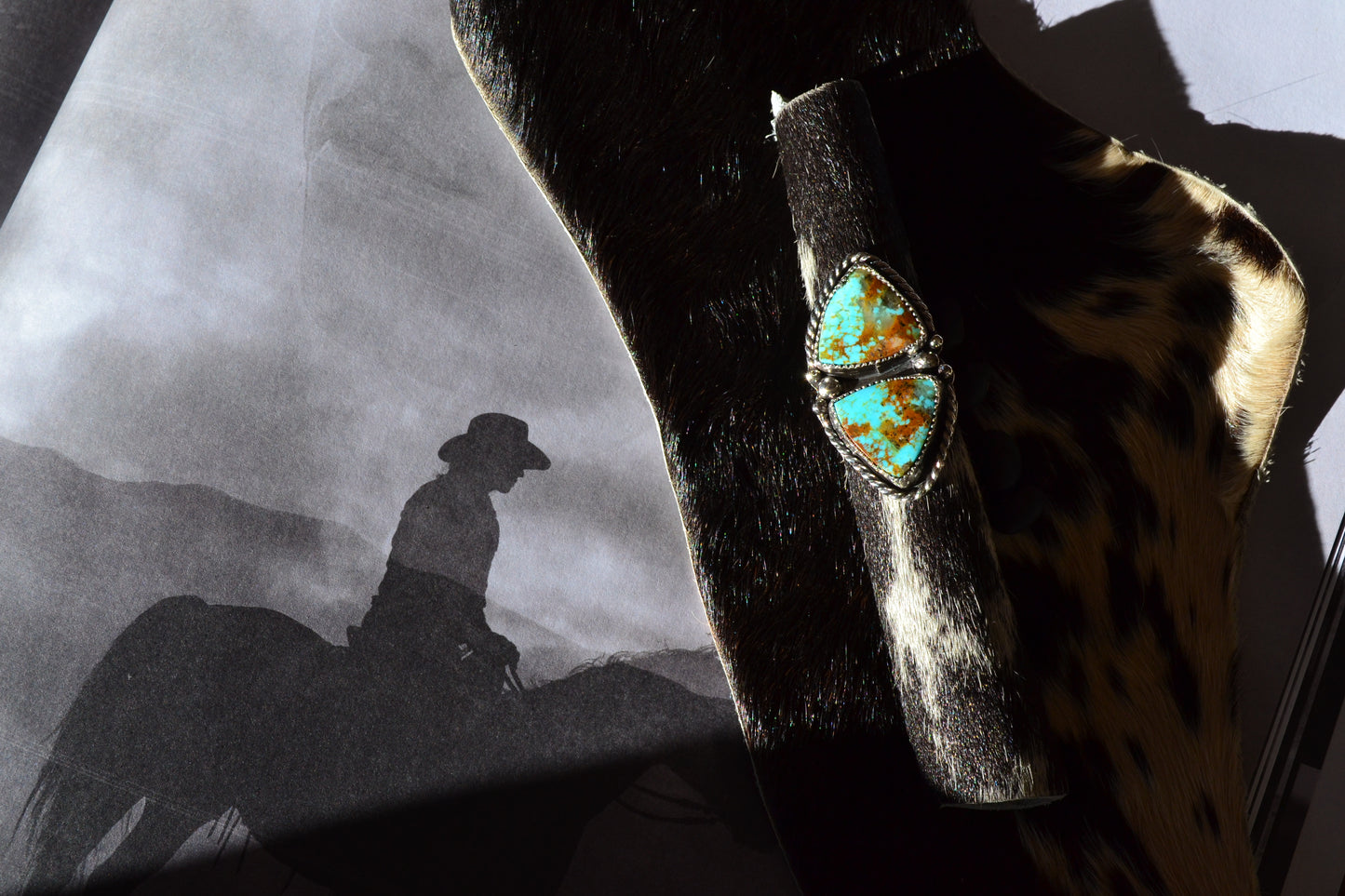 STERLING SILVER KINGMAN TURQUOISE ARROW RING SIZE 6 3/4