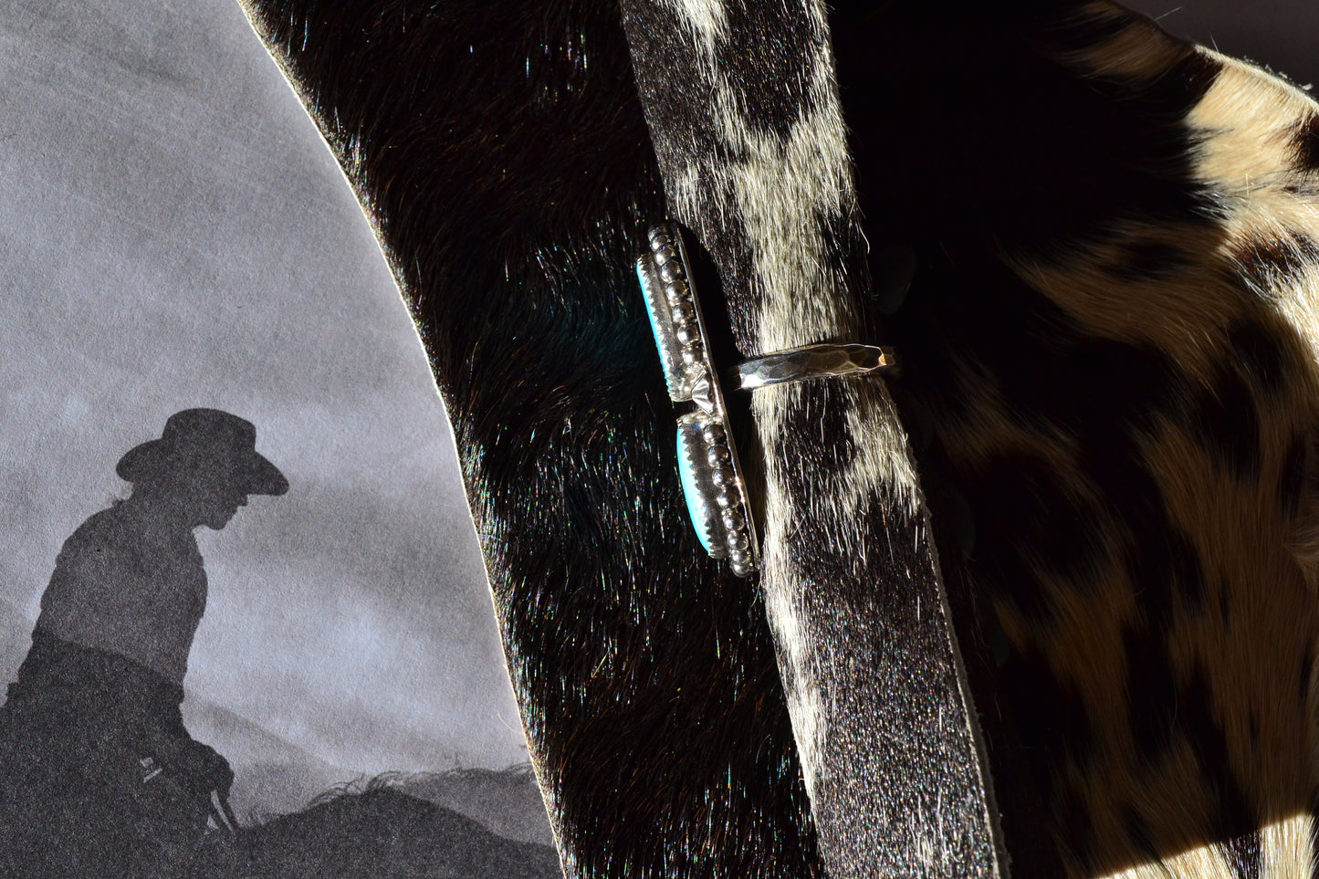 KINGMAN TURQUOISE DOUBLE ROUND RING SIZE 8