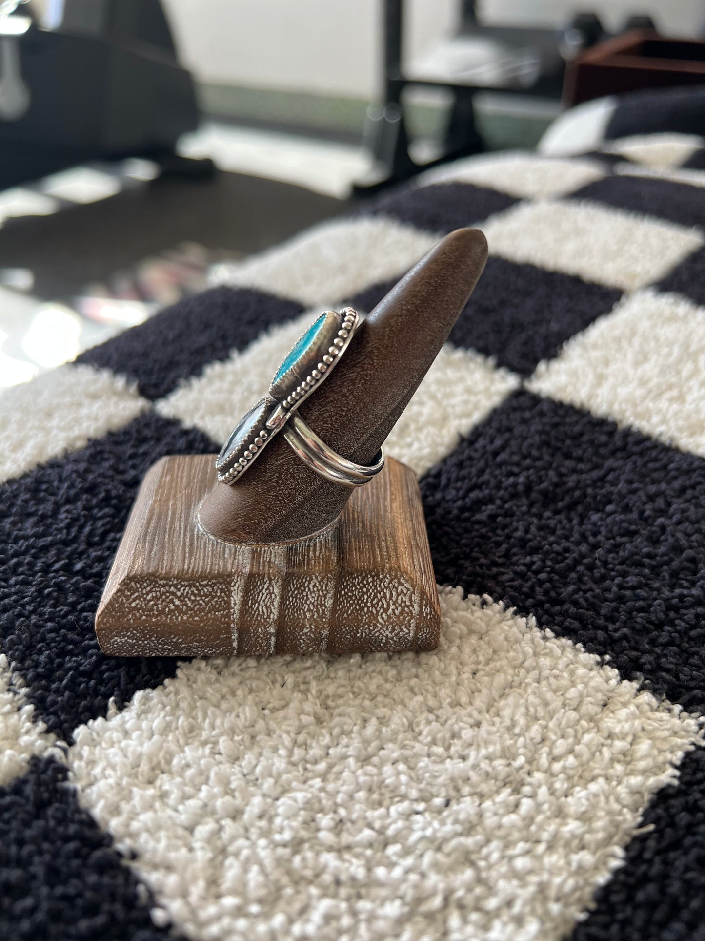 Dual Turquoise X Agate Ring Size 7.5