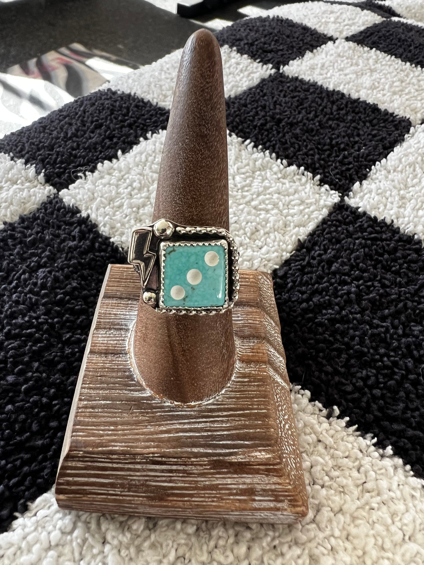 Sonora Turquoise Dice Bolt Ring Size 8.5