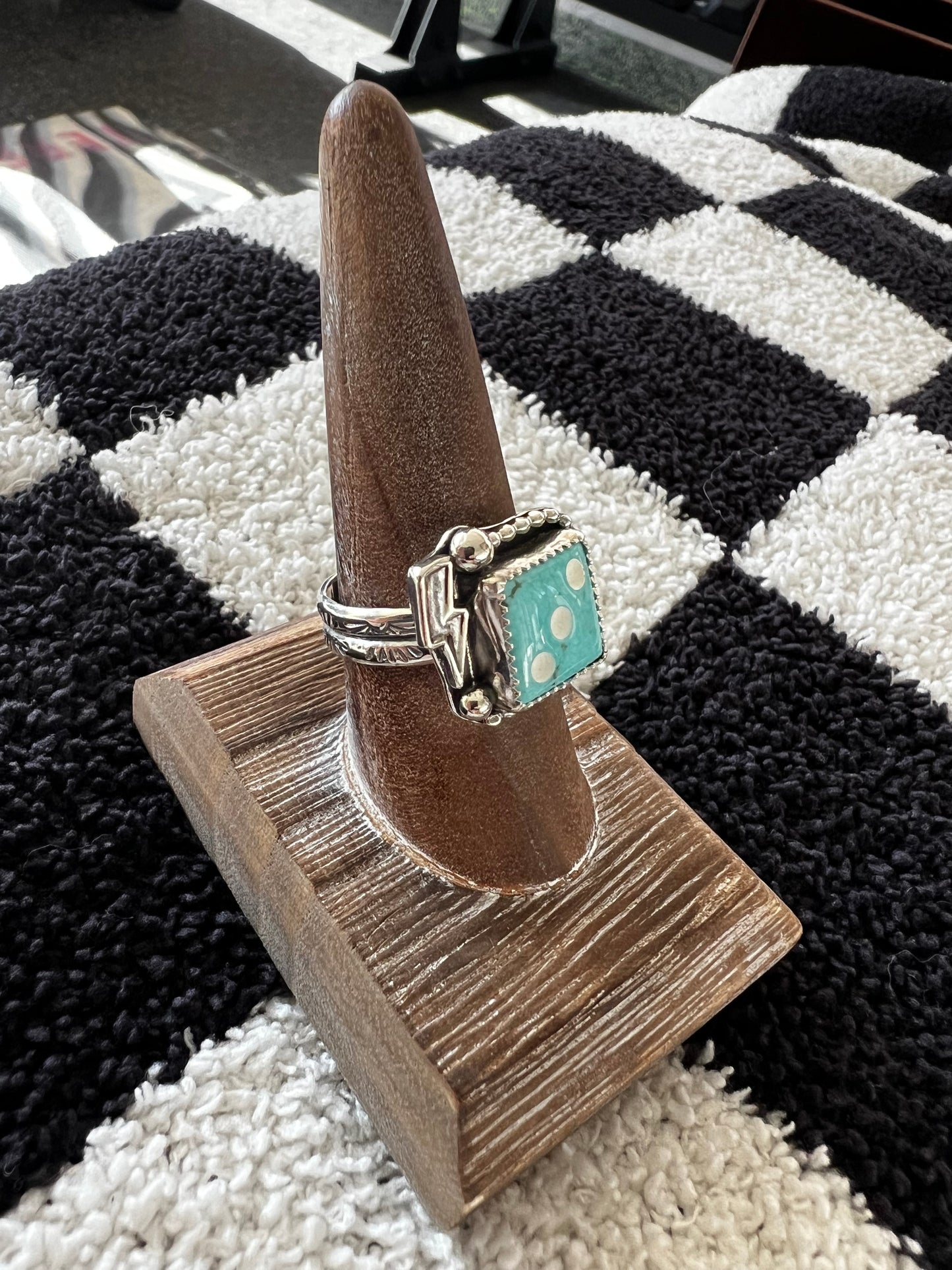 Sonora Turquoise Dice Bolt Ring Size 8.5
