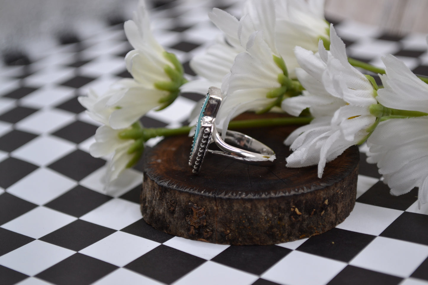 SIZE 5 1/2 - CACTUS BEADED TURQUOISE BOLT RING