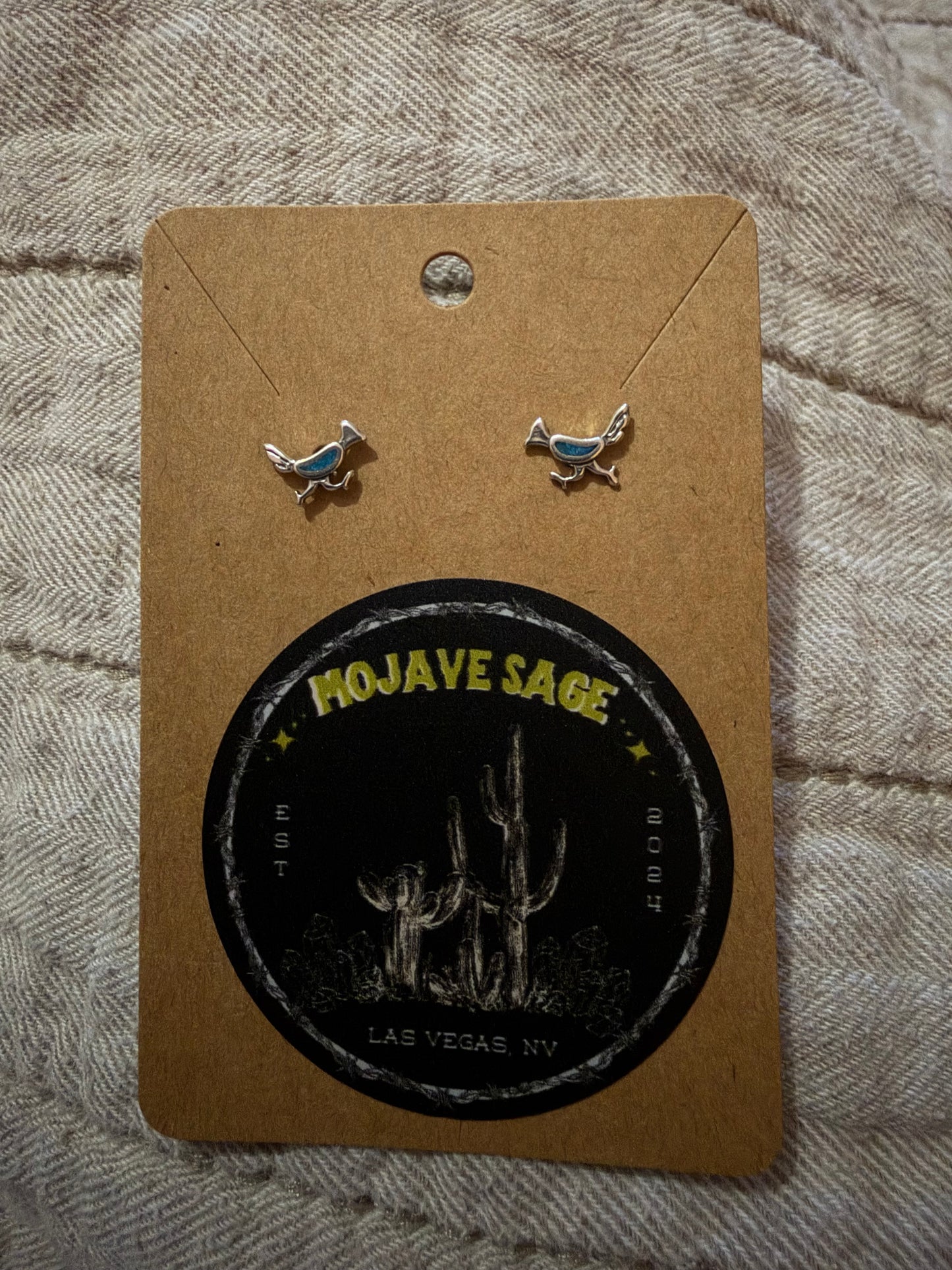 Turquoise Inlay Roadrunner Studs