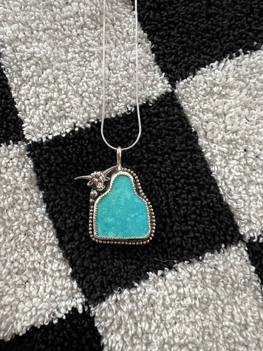 Kingman Turquoise Cowtag Pendant