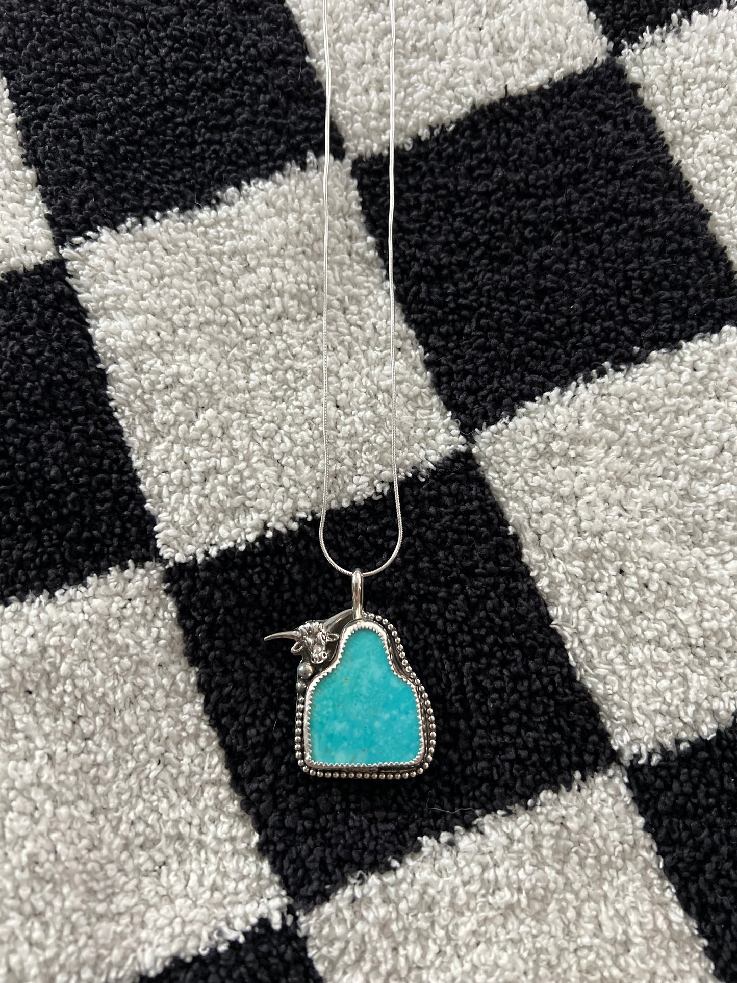 Kingman Turquoise Cowtag Pendant