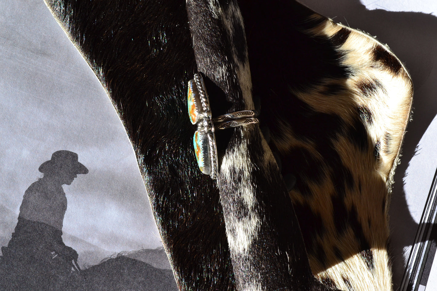 STERLING SILVER KINGMAN TURQUOISE ARROW RING SIZE 6 3/4