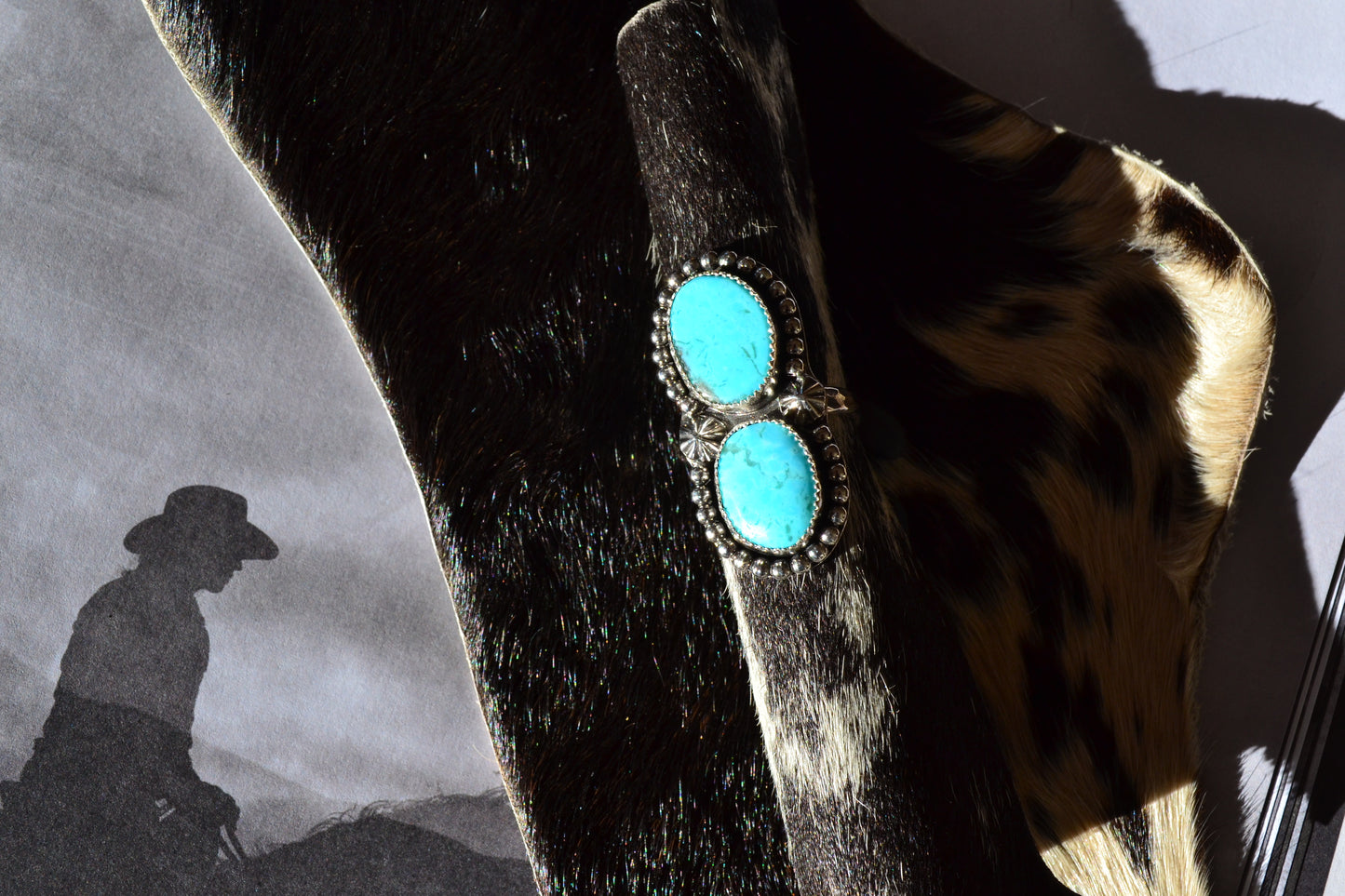 KINGMAN TURQUOISE DOUBLE ROUND RING SIZE 8