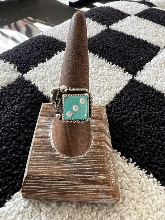 Sonora Turquoise Dice Bolt Ring Size 8.5