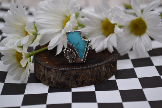 SIZE 5 1/2 - CACTUS BEADED TURQUOISE BOLT RING